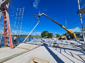 Bauhu modular home assembly in Elbow Cay, Bahamas