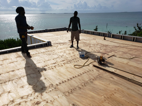 Bauhu hurricane resistant modular kit home under construction on Elbow Cay, Abaco in The Bahamas