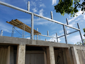 Bauhu hurricane resistant modular kit home under construction on Elbow Cay, Abaco in The Bahamas