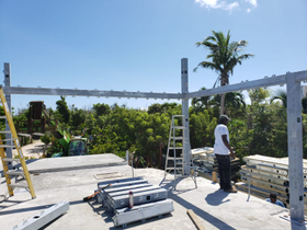 Bauhu hurricane resistant modular kit home under construction on Elbow Cay, Abaco in The Bahamas