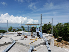 Bauhu hurricane resistant modular kit home under construction on Elbow Cay, Abaco in The Bahamas