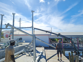 Bauhu modular home assembly in Elbow Cay, Bahamas